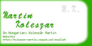 martin koleszar business card
